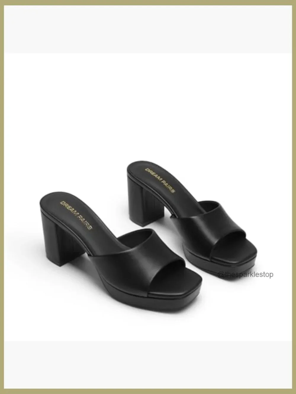 Platform Block Heel Mule Sandals, Square Toe Ankle Strap Slip On Comfortable